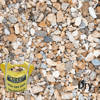 Close up of loose dry shingle with a small bulk bag icon in the bottom left corner
