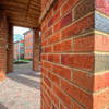 Close up of one of the pillars from a canopy made from Abbey blend bricks.