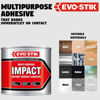 Close up of Evo-Stik multi-purpose impact instant contact adhesive tin suitable materials